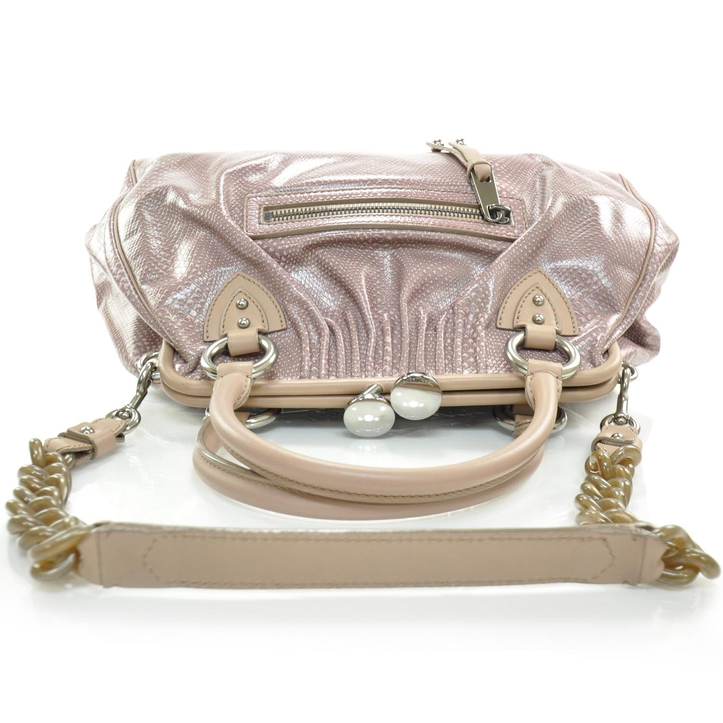 Snakeskin Embossed Leather Stam Pink