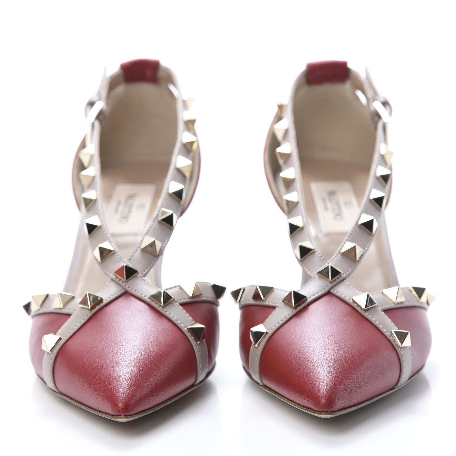 Valentino Garavani Nappa Rockstud Cross Strap D'Orsay 55mm Pumps 37 Red Poudre 2 of 9