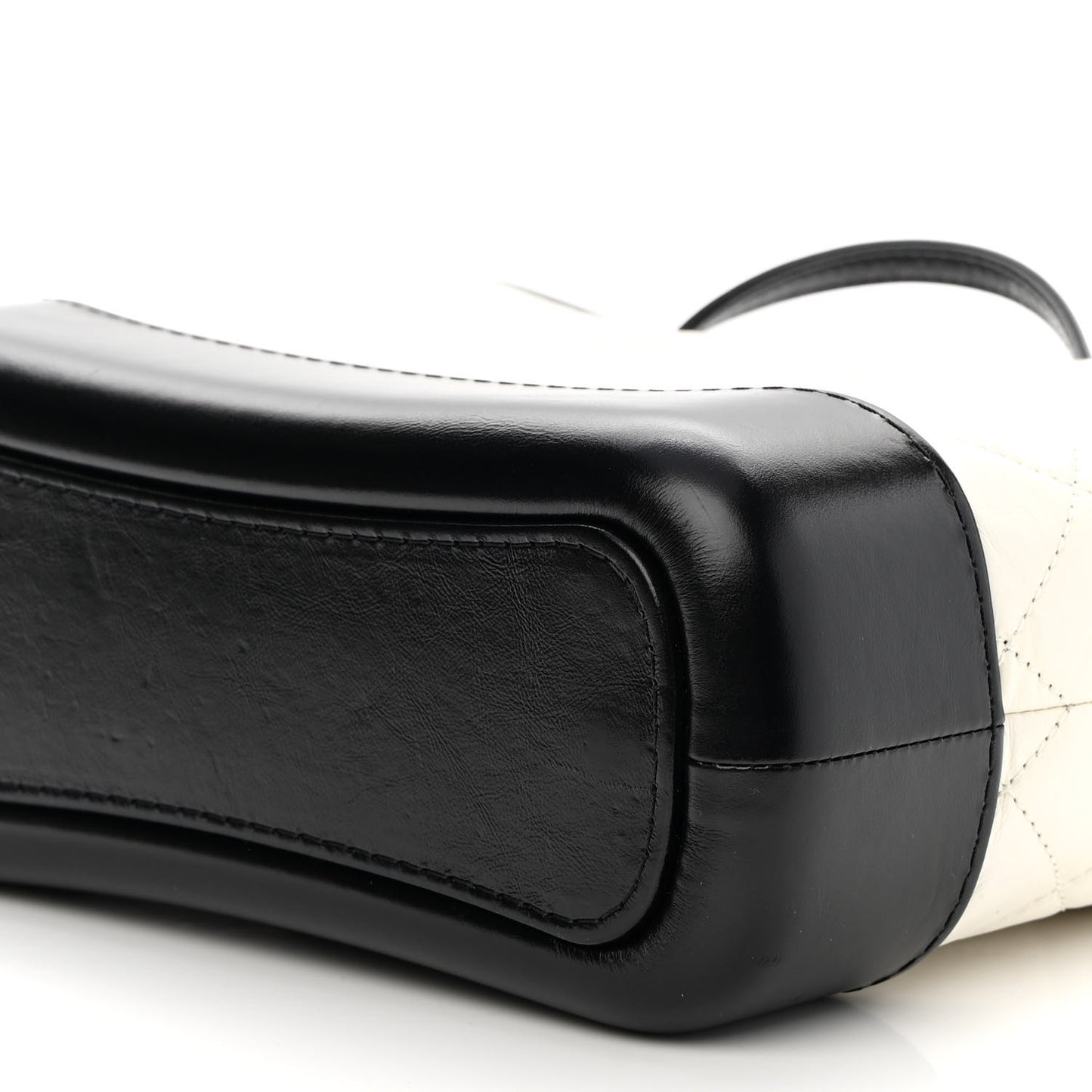 Aged Calfskin Quilted Small Gabrielle Hobo Black White