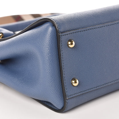 Burberry Soft Grain Calfskin Small Buckle Tote Steel Blue 6 of 10