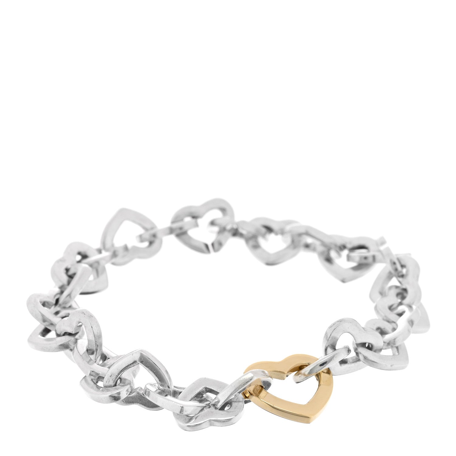 Tiffany Sterling Silver 18K Yellow Gold Heart Links Bracelet 1 of 3