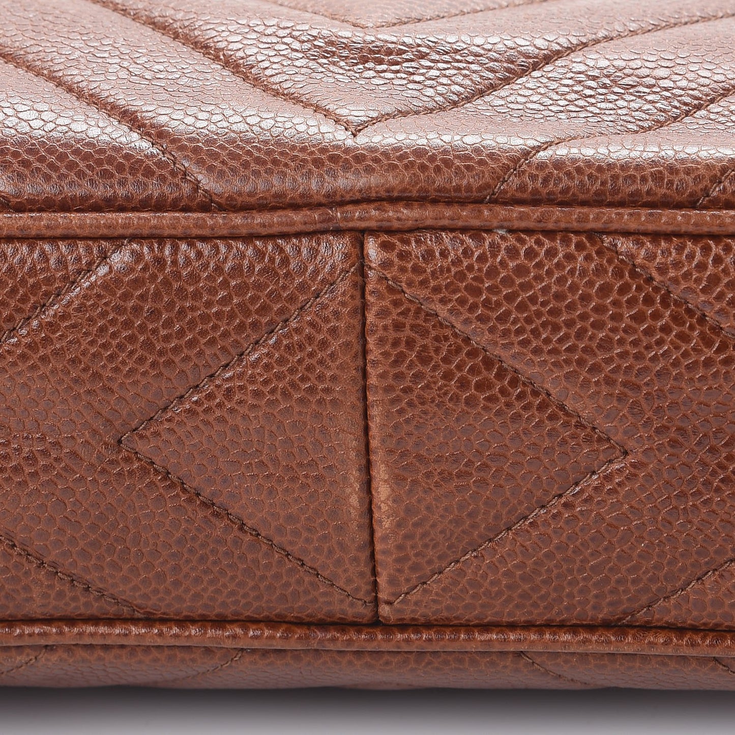 Caviar Chevron Quilted Tassel Camera Case Brown