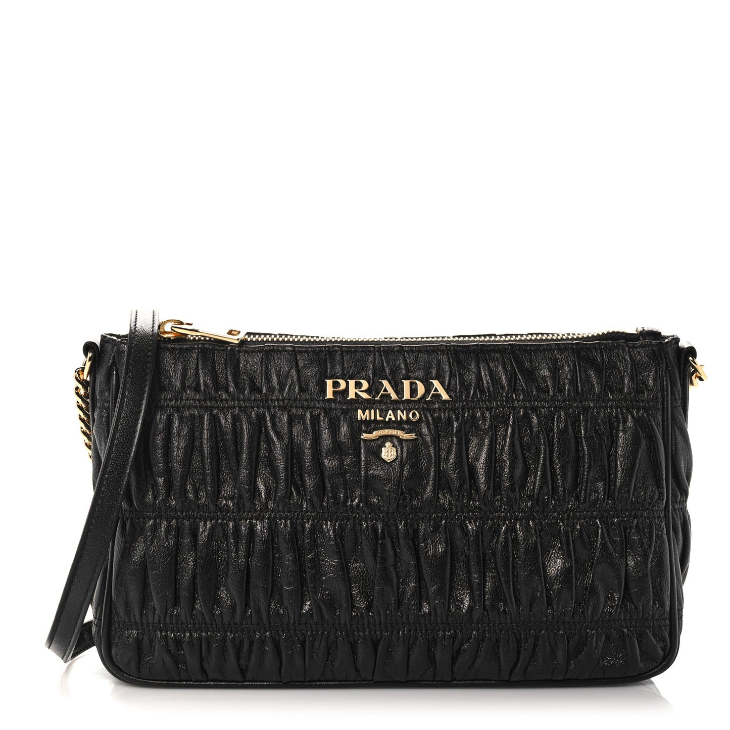 Nappa Gaufre Shoulder Bag Black
