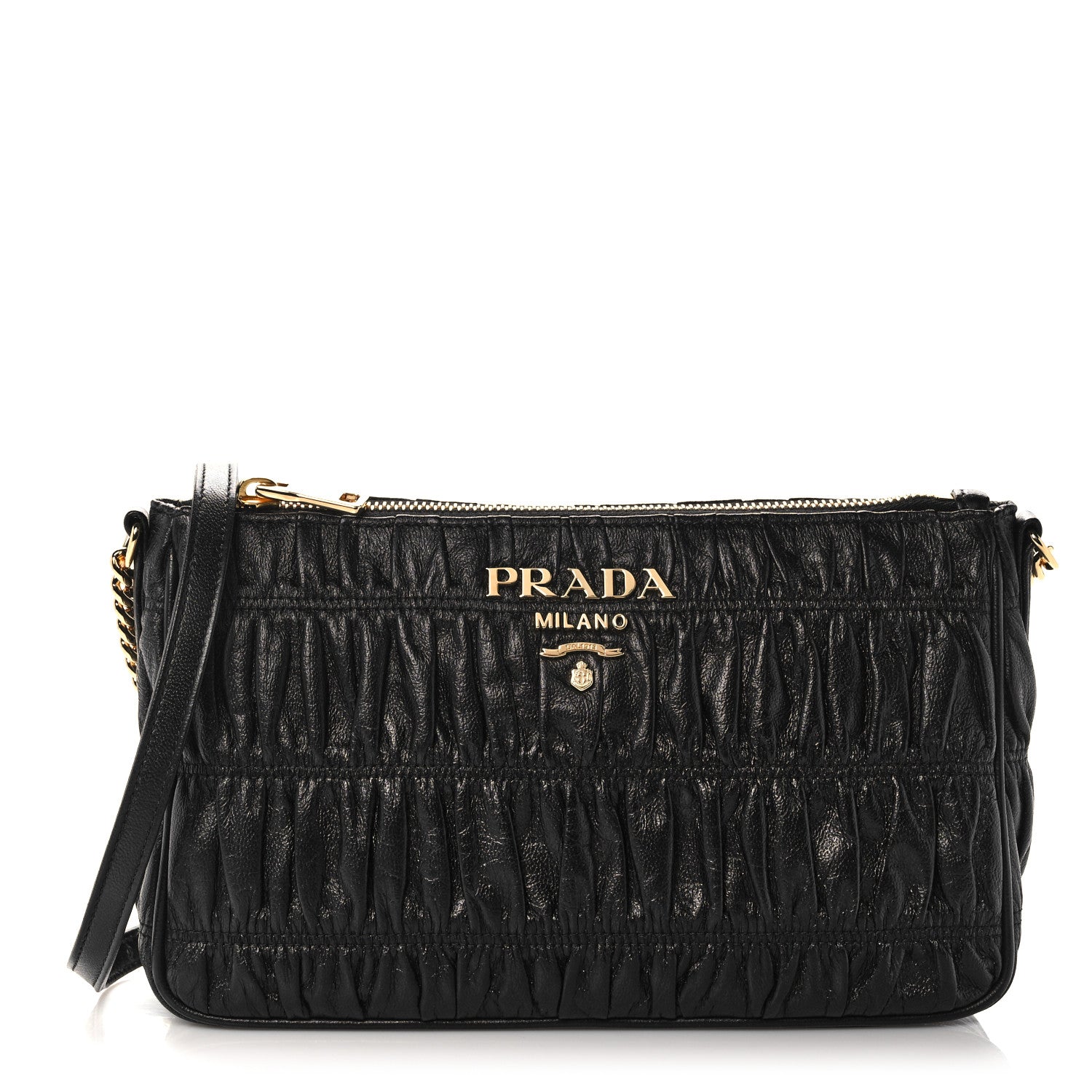 Prada Nappa Gaufre Shoulder Bag Black 1 of 10