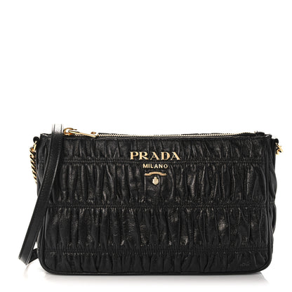 Prada Nappa Gaufre Shoulder Bag Black 1 of 10