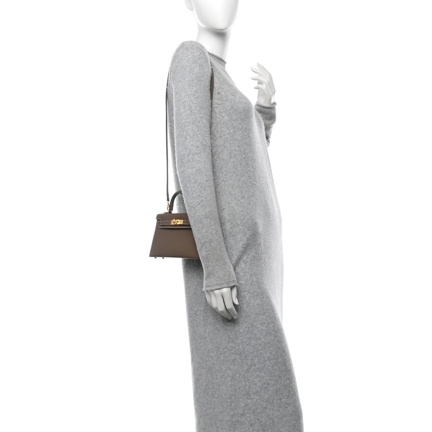 Madame Calfskin Mini Kelly Sellier 20 Etoupe