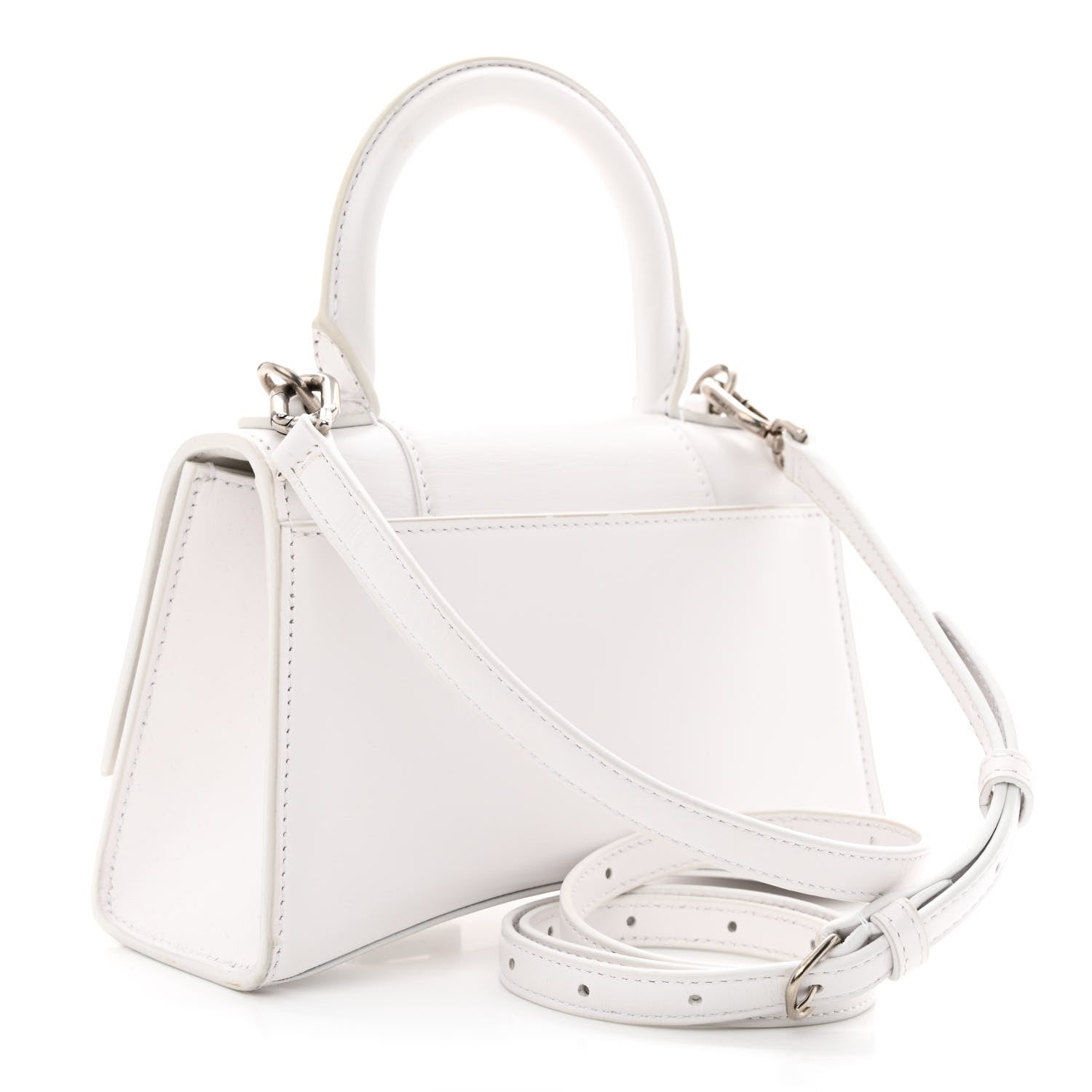 Balenciaga Shiny Box Calfskin Strass Hourglass Top Handle Bag XS White 3 of 16