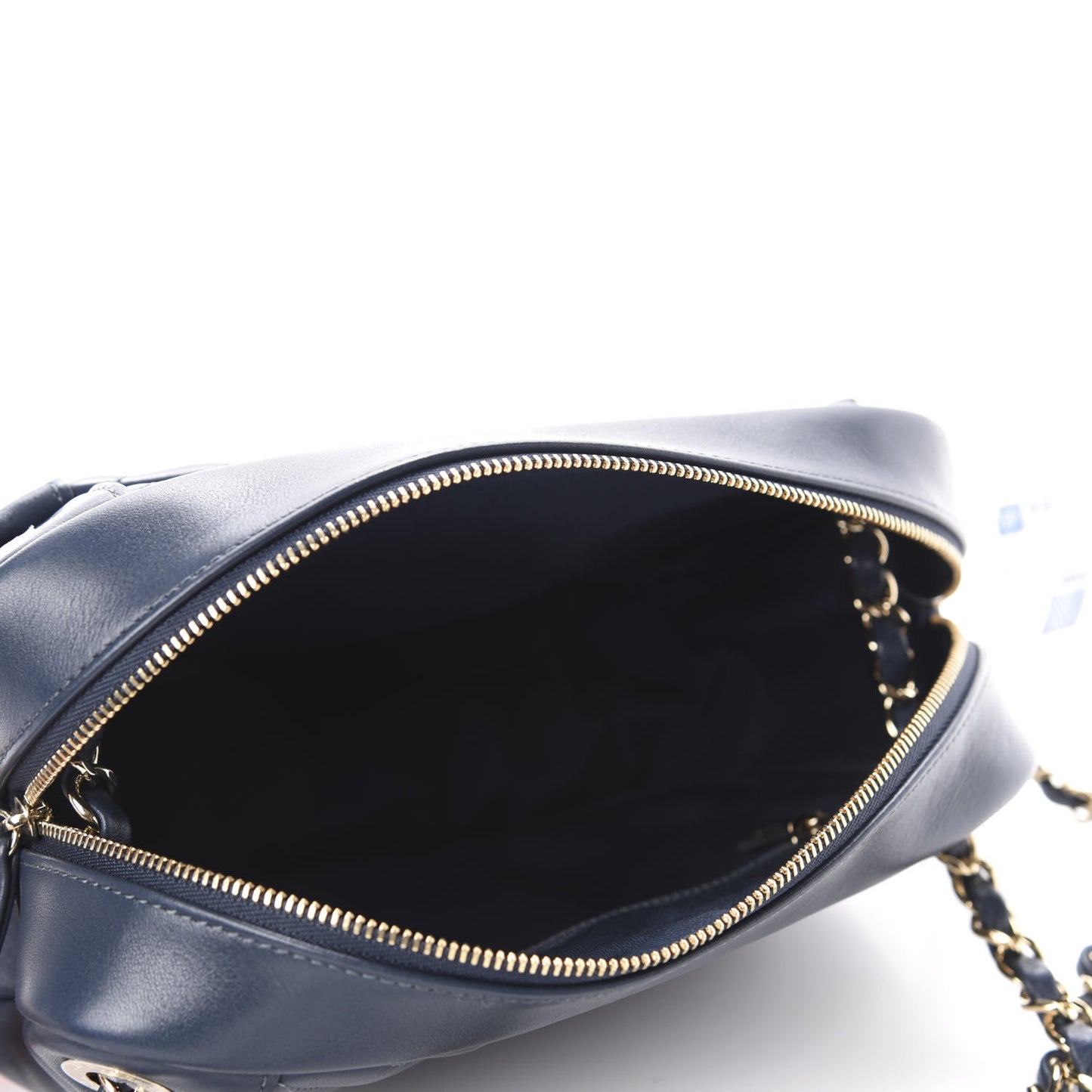 Calfskin Quilted Daily Chevron Camera Case Navy Blue