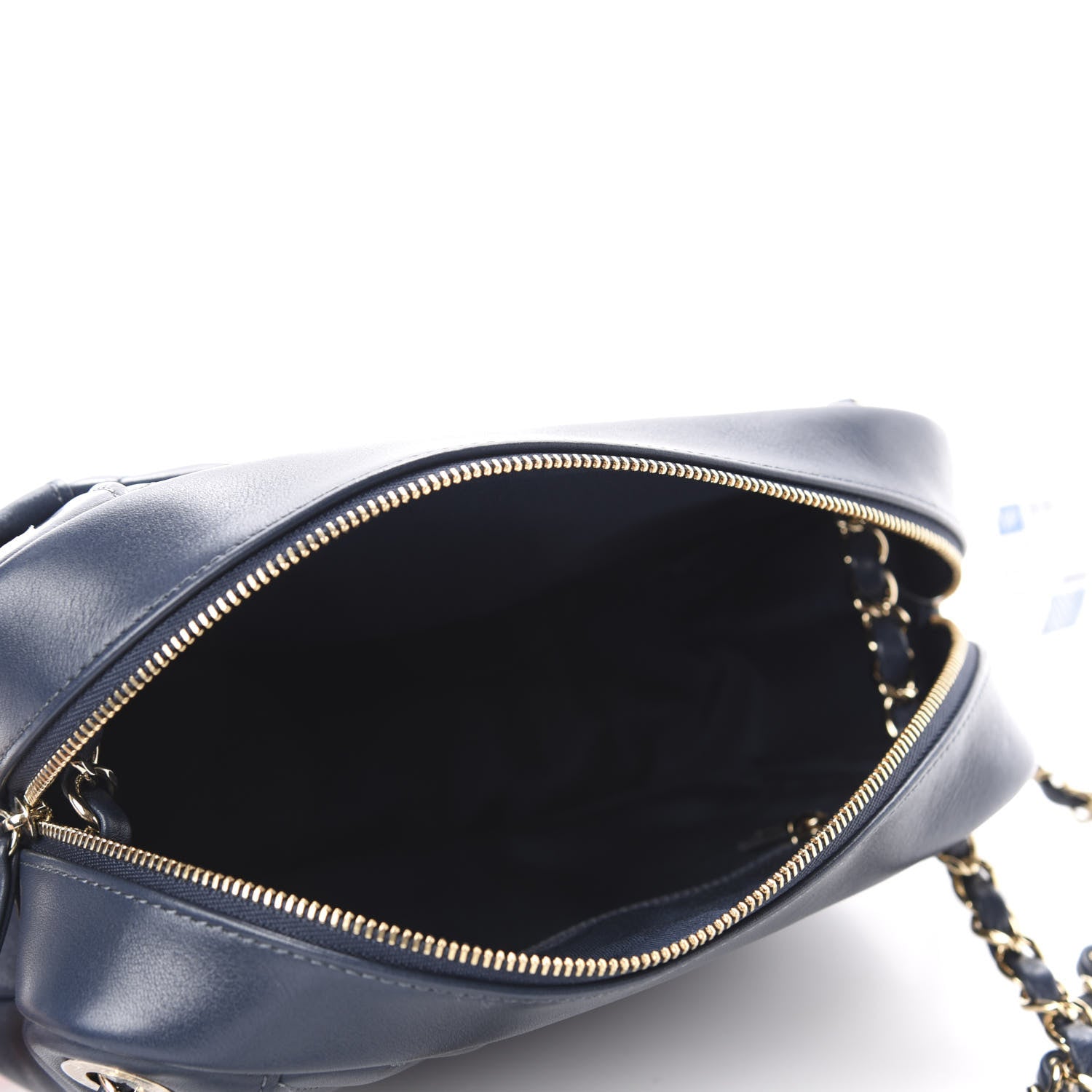 Chanel Calfskin Quilted Daily Chevron Camera Case Navy Blue 5 of 11