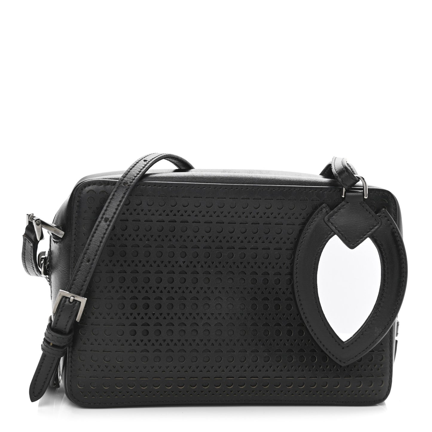Calfskin Laser Cut Camera Bag Black