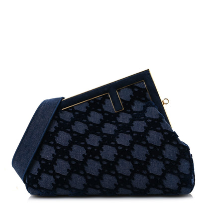 Fendi Denim Karligraphy Embroidered Medium Fendi First Blue 1 of 12