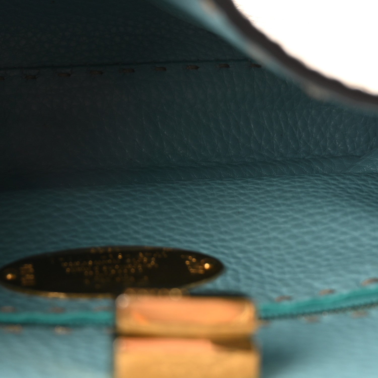 Fendi Cuoio Romano Selleria Bi-Color Mini Peekaboo Iconic Satchel Beige Blue 5 of 9