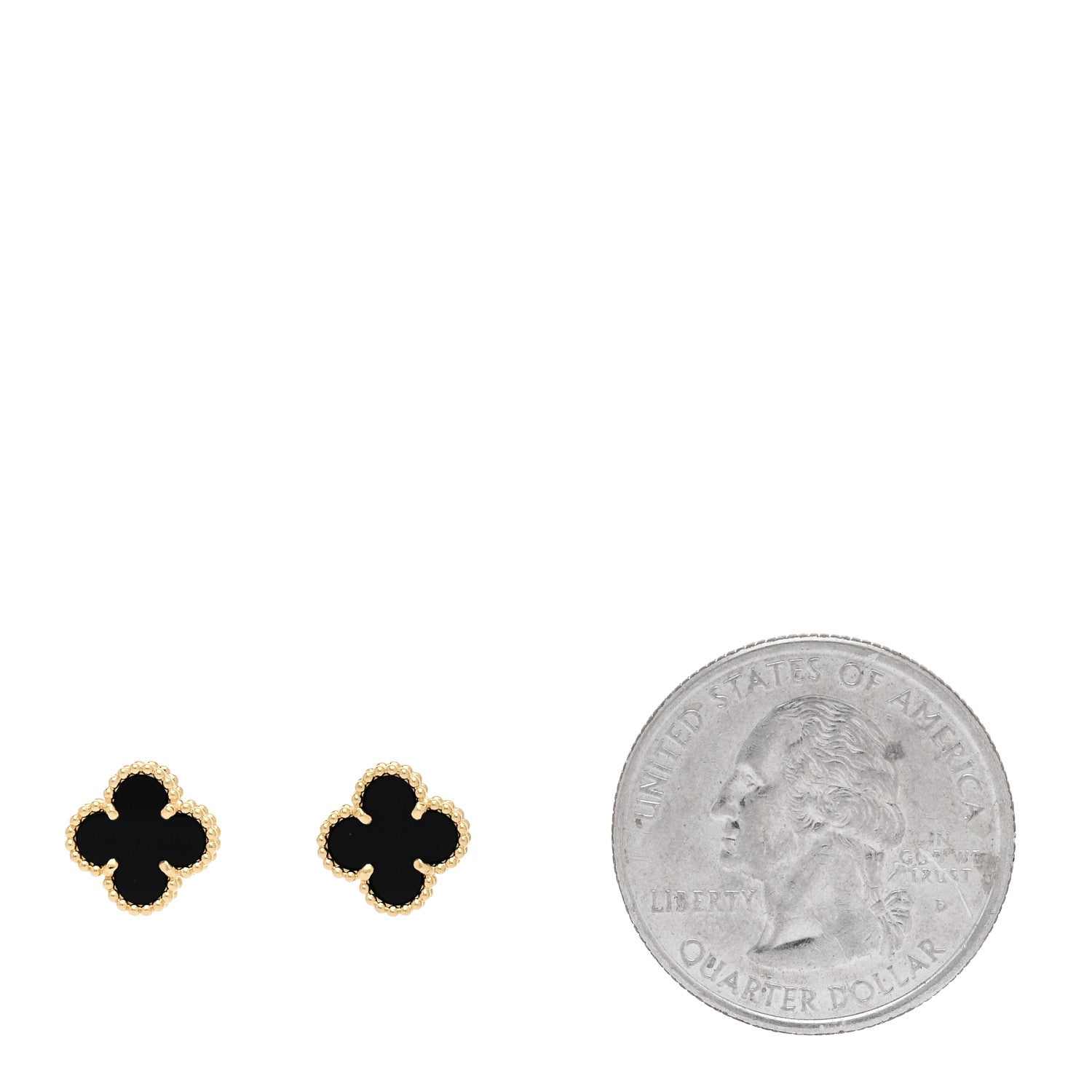 Van Cleef & Arpels 18K Yellow Gold Black Onyx Sweet Alhambra Earrings 2 of 4