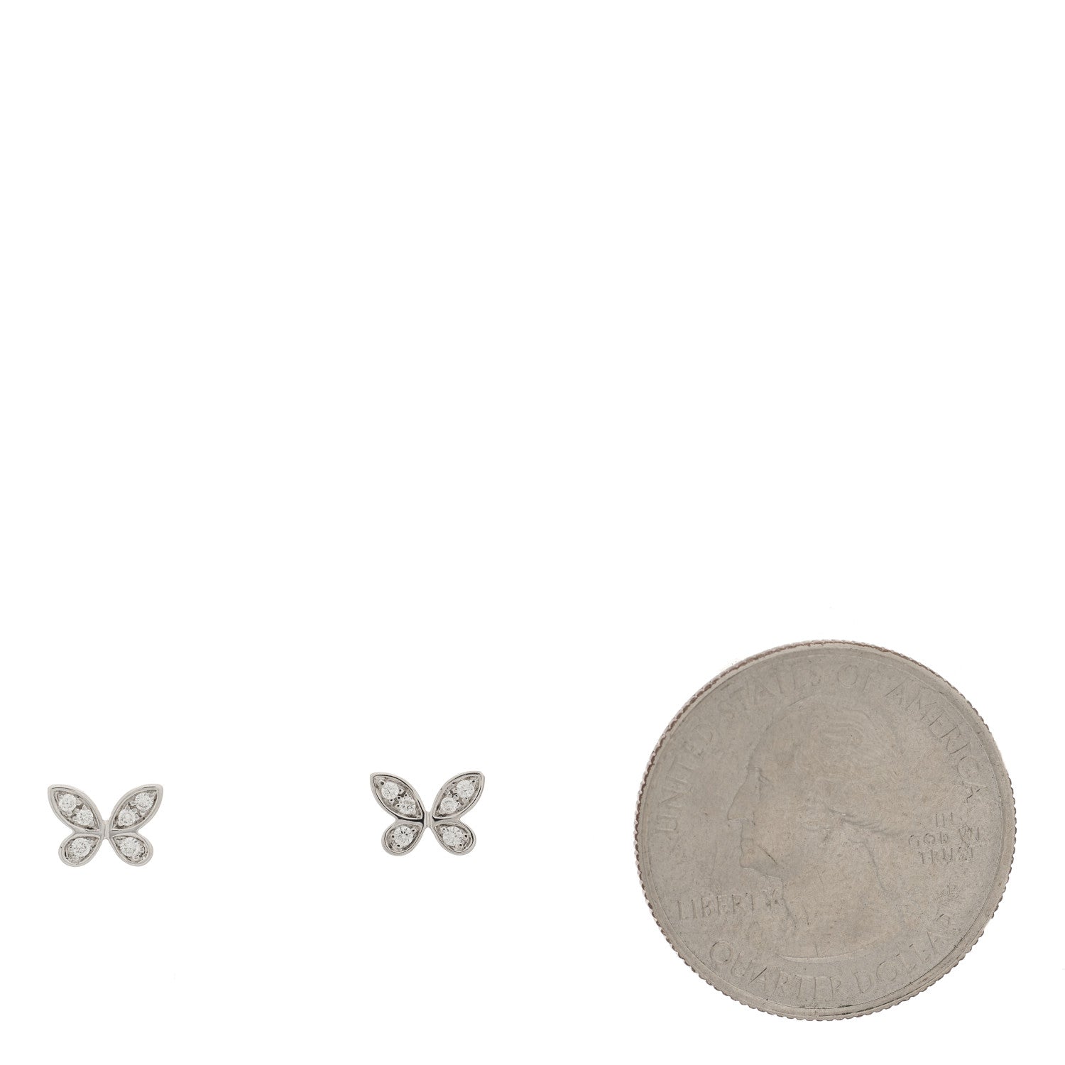 Graff 18K White Gold Diamond Petite Pave Butterfly Earrings 2 of 4