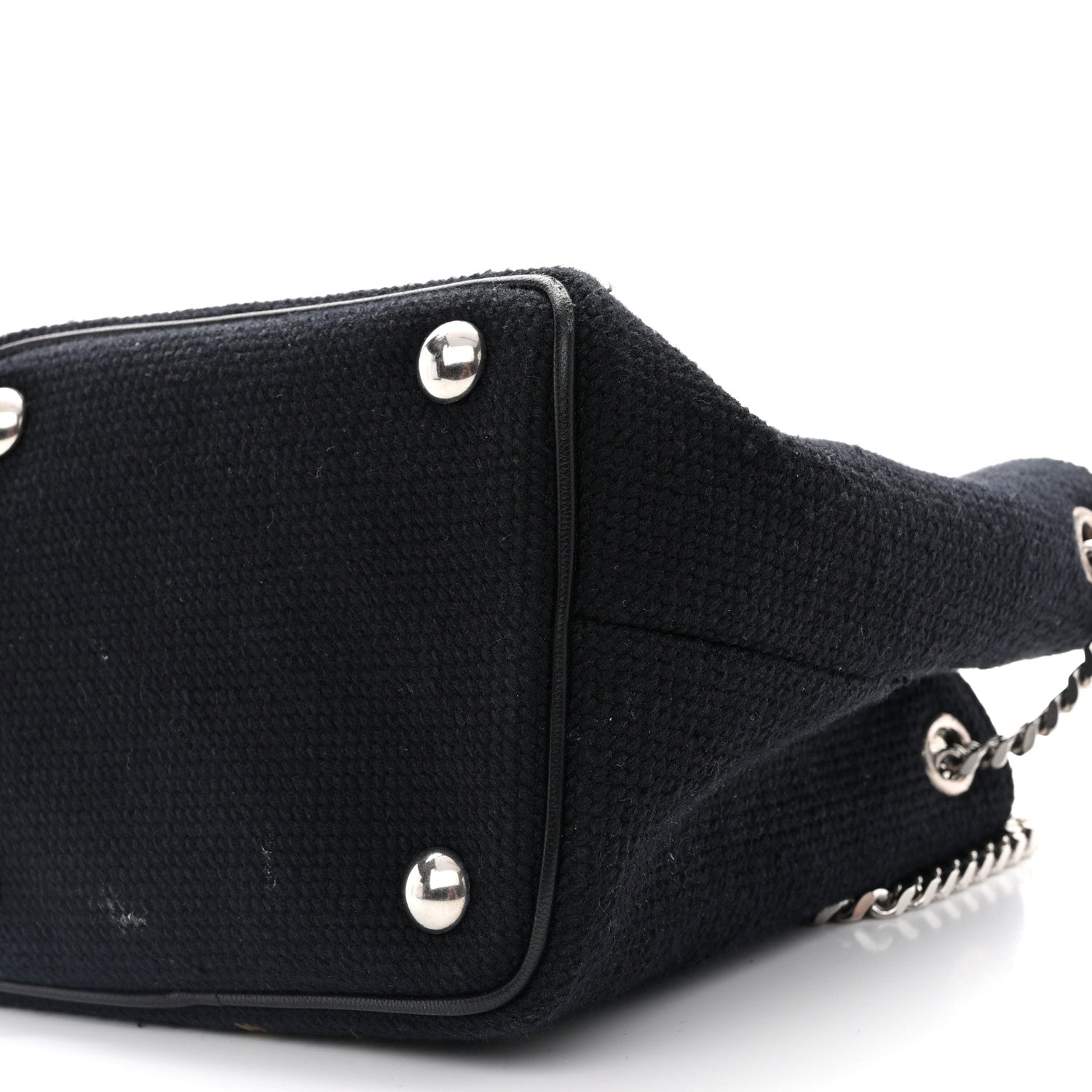 Saint Laurent Woven Wool Embroidered Baby Emmanuelle Bucket Bag Black 6 of 9