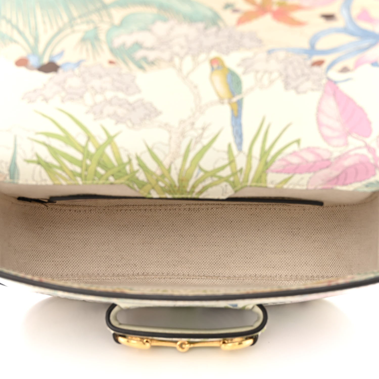 Gucci New Shangai Calfskin Tiger Savanah Web Mini Horsebit 1955 Shoulder Bag Chalky White Multicolor 5 of 10