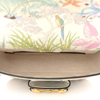 Gucci New Shangai Calfskin Tiger Savanah Web Mini Horsebit 1955 Shoulder Bag Chalky White Multicolor 5 of 10