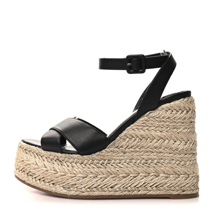 Christian Louboutin Goatskin Mariza Zeppa 130 Espadrille Sandals 38 Black 1 of 7