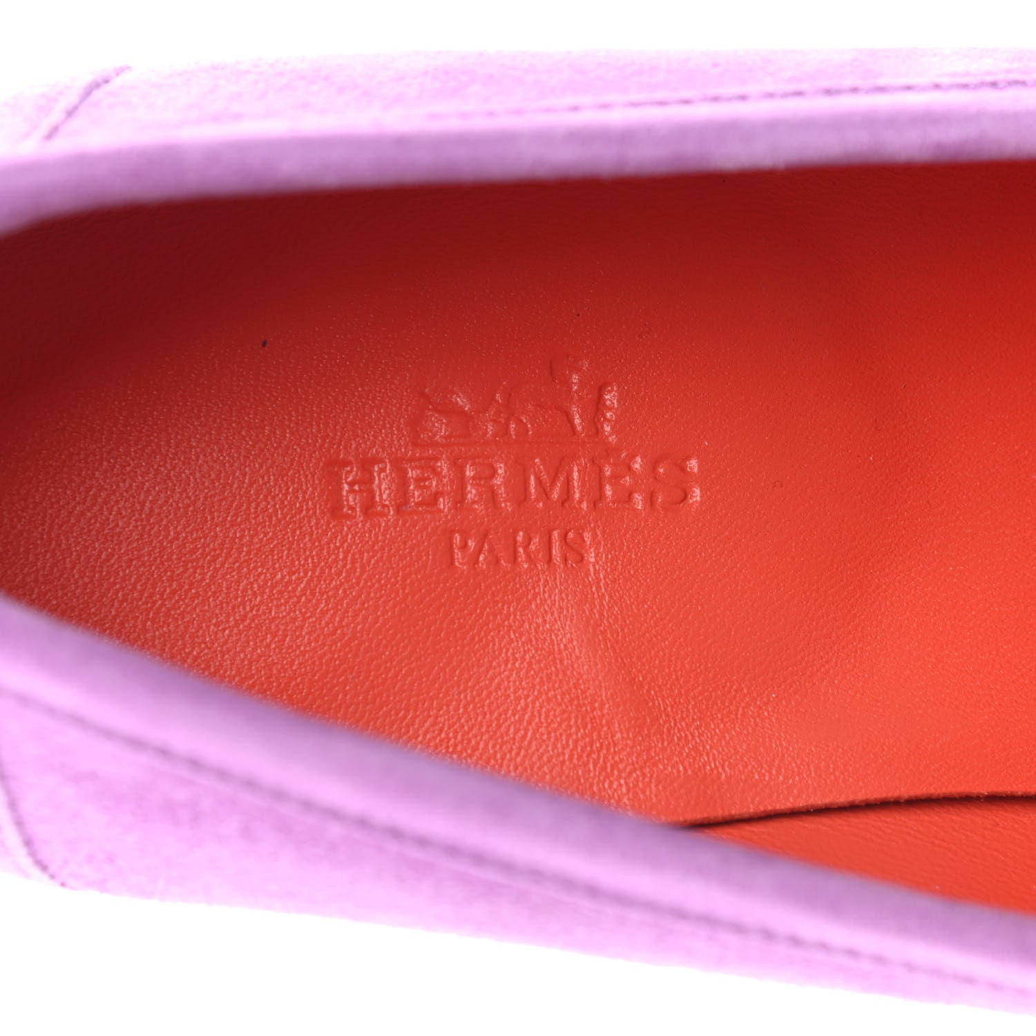 Hermes Suede Goatskin Womens Royal Loafers 38.5 Violet Parme 7 of 8