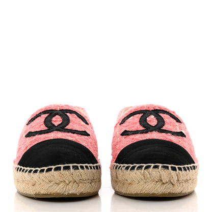 Chanel Tweed Grosgrain CC Espadrilles 38 Pink Black 2 of 10