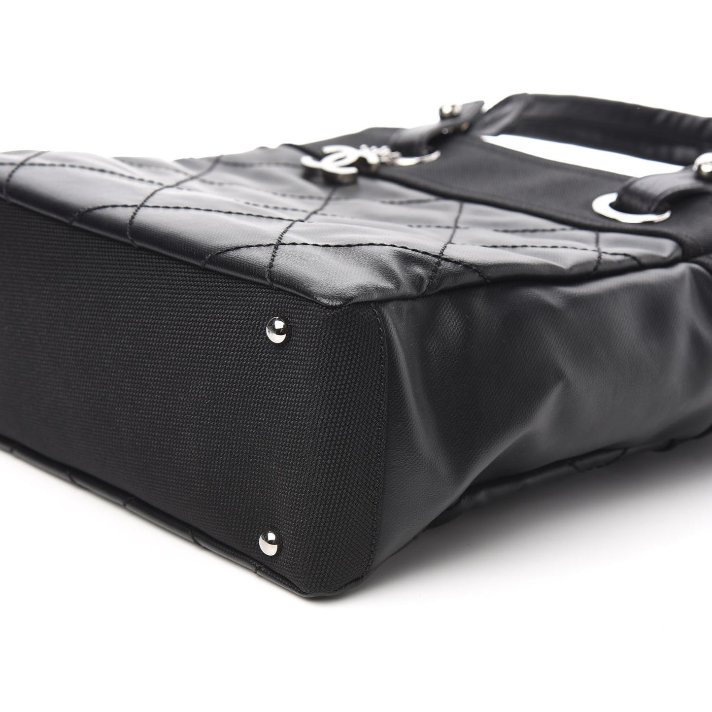 Coated Canvas Quilted Small Paris Biarritz Tote Black