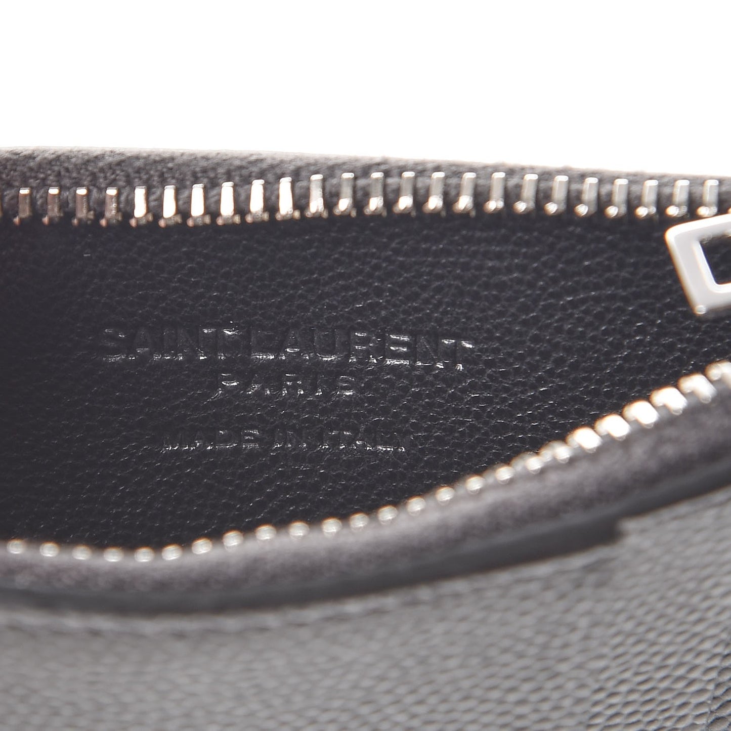 Grained Calfskin 5 Fragments Zip Pouch Card Holder Dark Anthracite