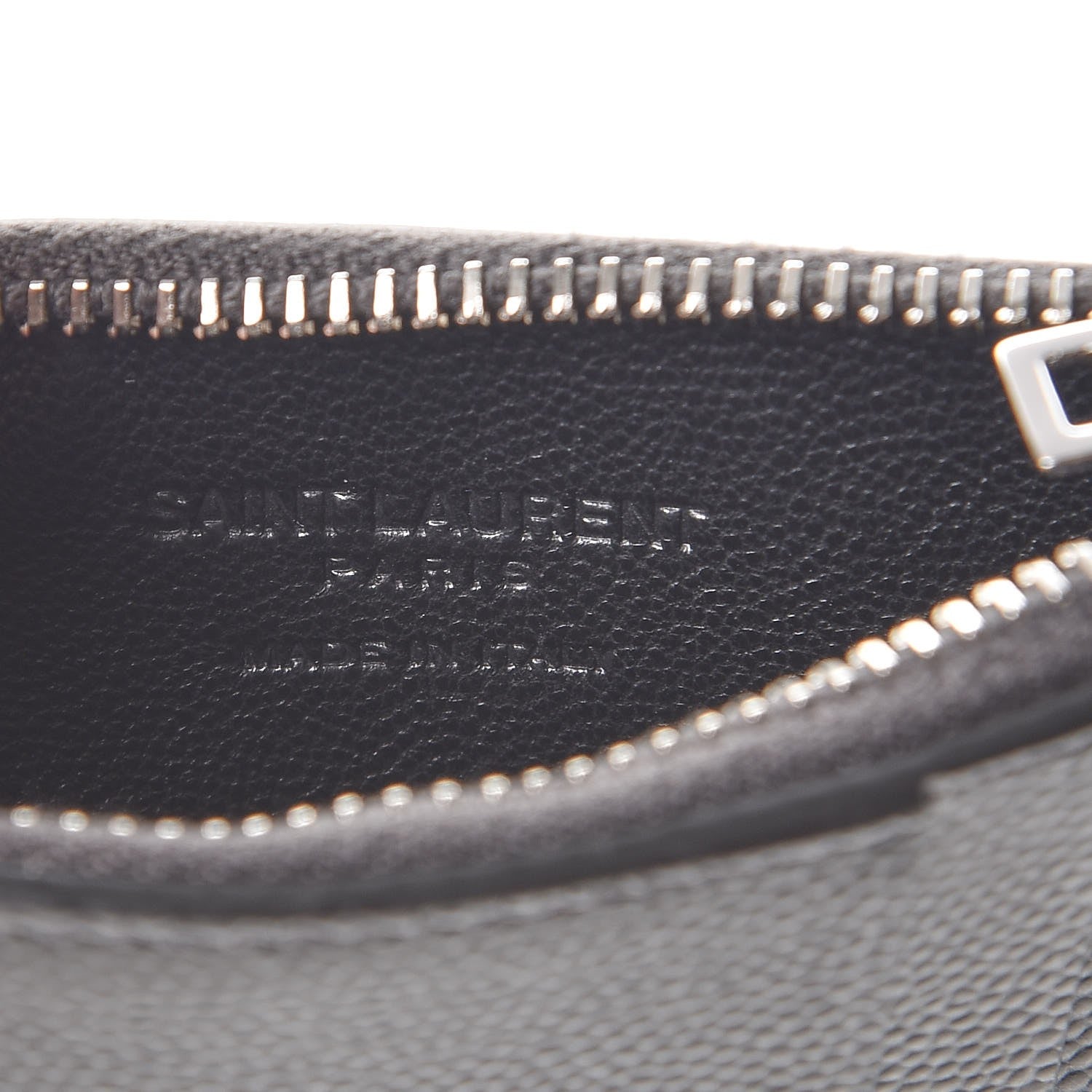 Saint Laurent Grained Calfskin 5 Fragments Zip Pouch Card Holder Dark Anthracite 6 of 8