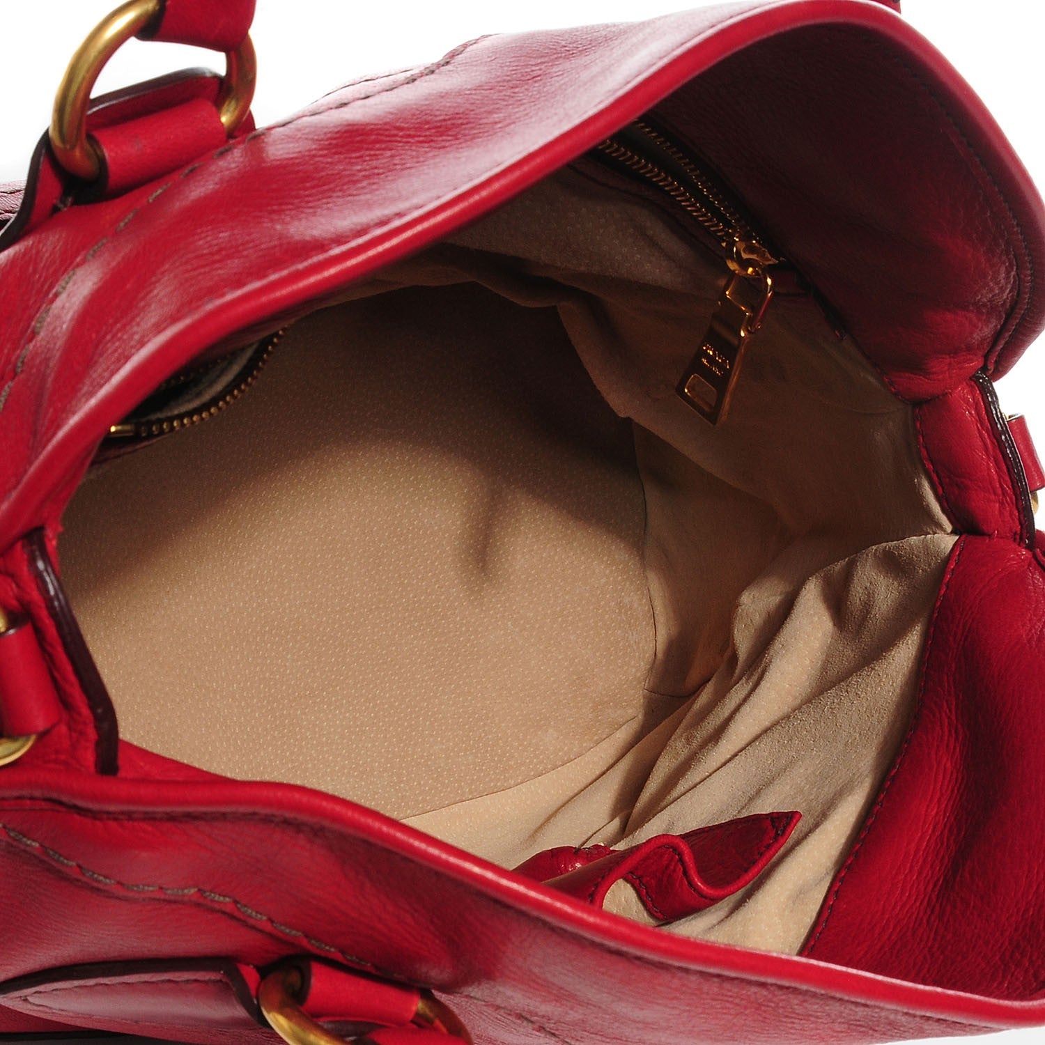 Prada Cervo Shine Dome Satchel Amaranto 5 of 11
