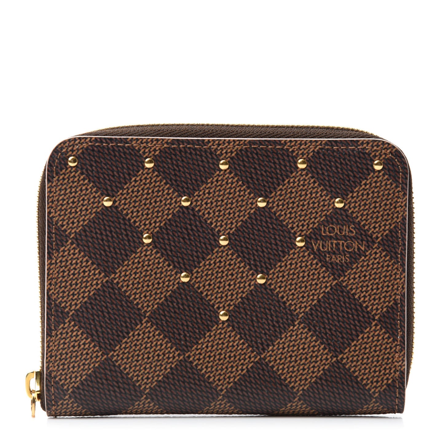 Damier Ebene Studded Zippy Coin Purse Rose Ballerine