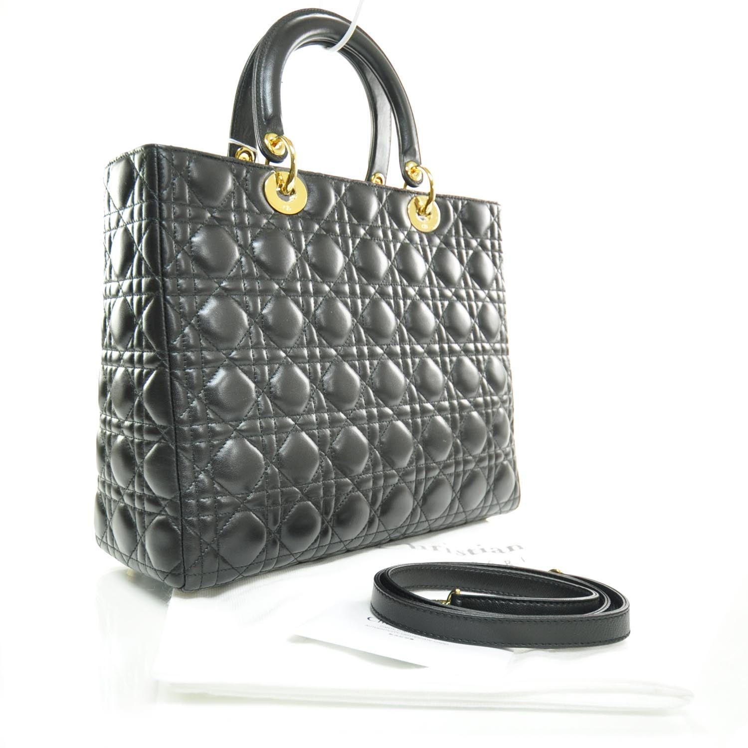 Christian Dior Lambskin Cannage Large Lady Dior Black 3 of 8