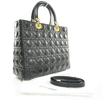 Christian Dior Lambskin Cannage Large Lady Dior Black 3 of 8
