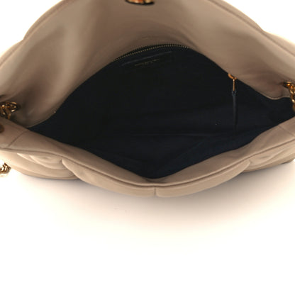Saint Laurent Lambskin Quilted Medium Loulou Puffer Monogram Chain Satchel Dark Beige 4 of 10