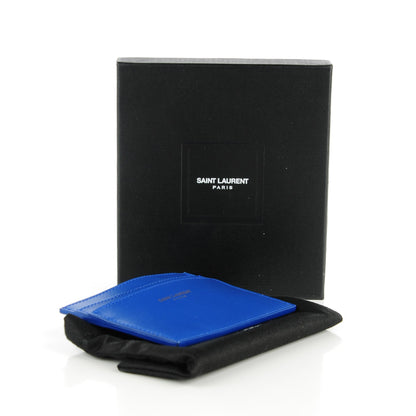 Saint Laurent Calfskin Credit Card Case Blue Majorelle 4 of 6