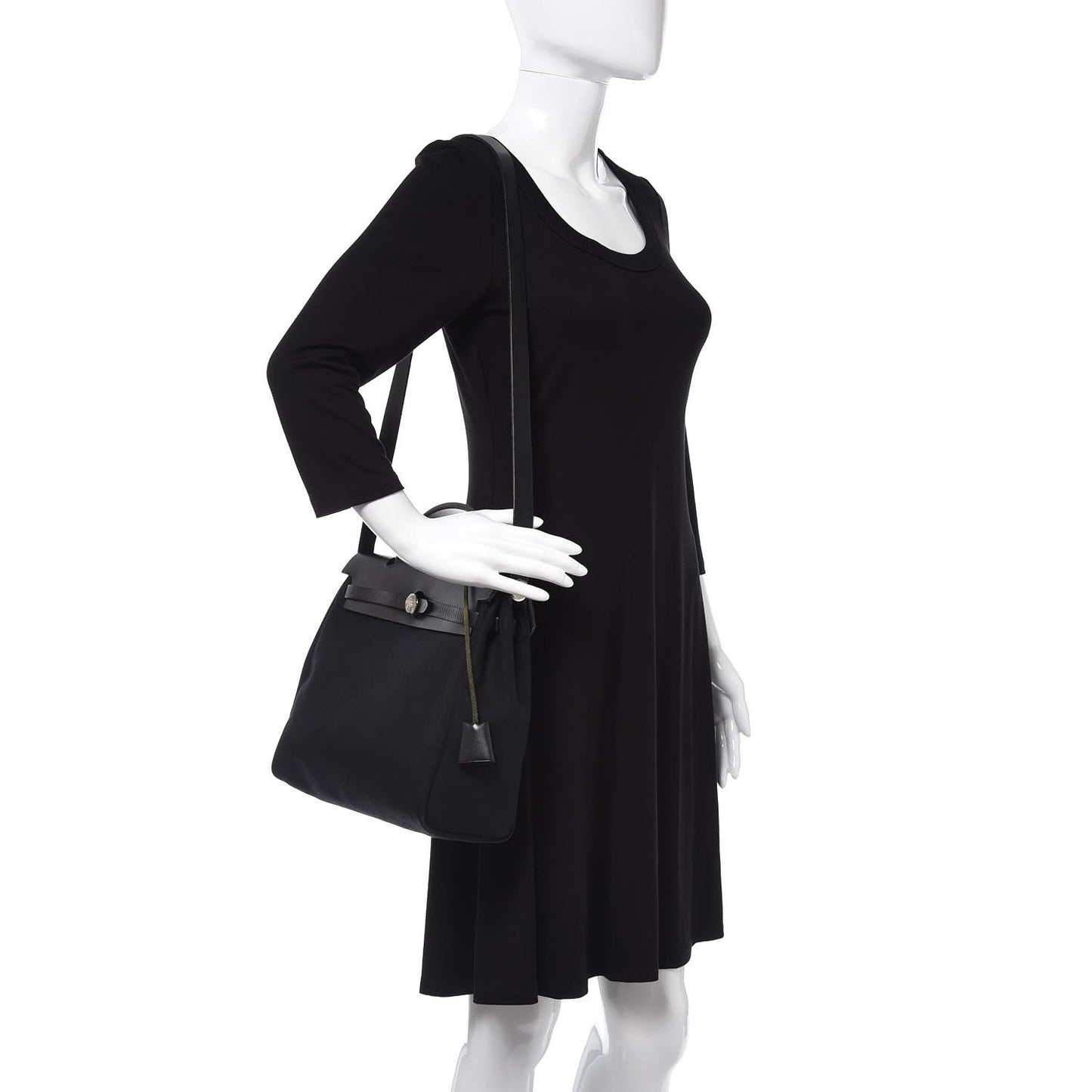 Toile Vache Calfskin Herbag 30 PM Black Natural