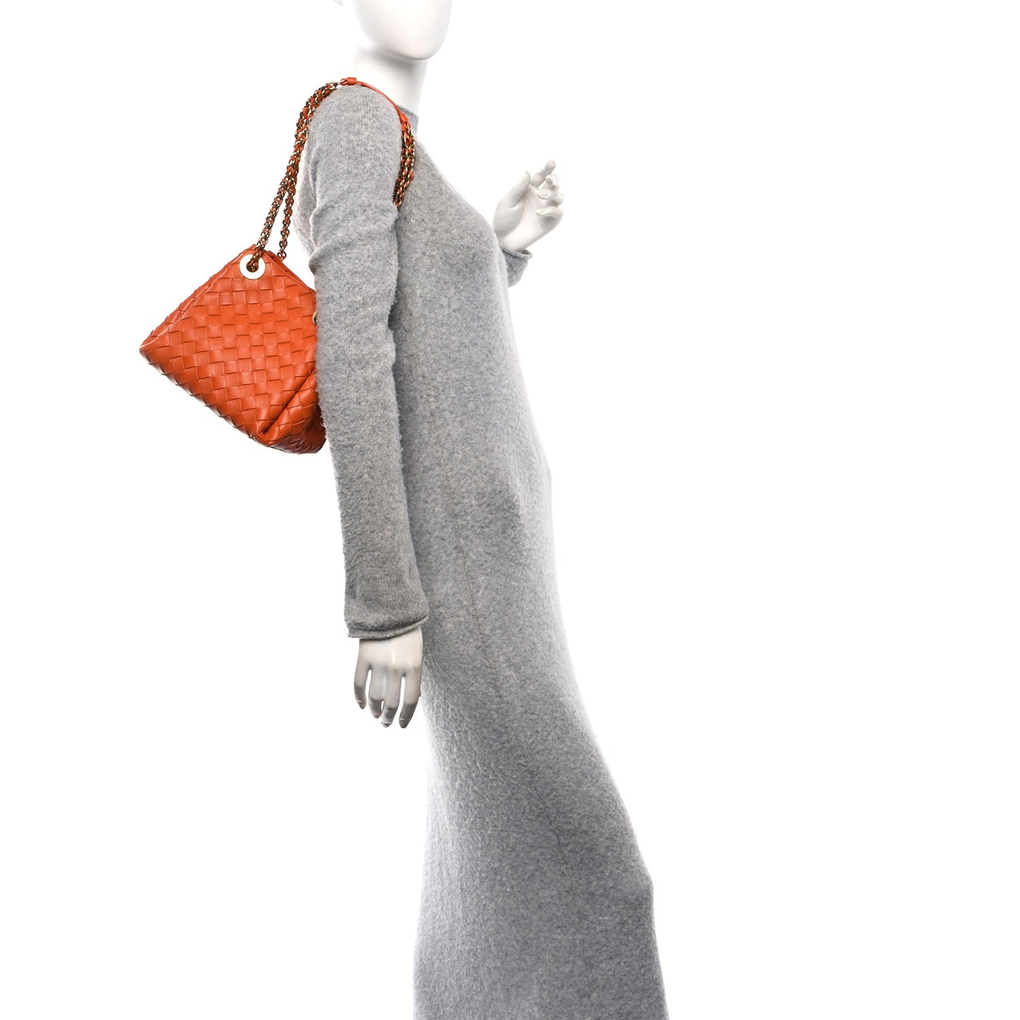 Nappa Intrecciato Small Parachute Chain Shoulder Bag Burned Orange