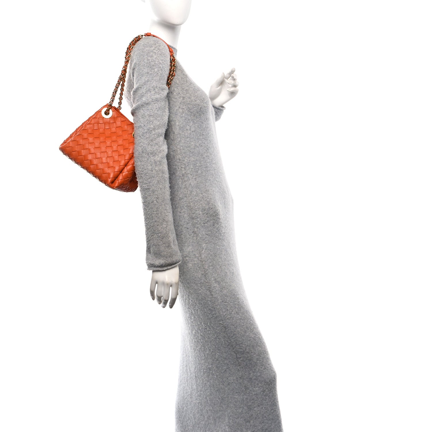 Bottega Veneta Nappa Intrecciato Small Parachute Chain Shoulder Bag Burned Orange 2 of 9