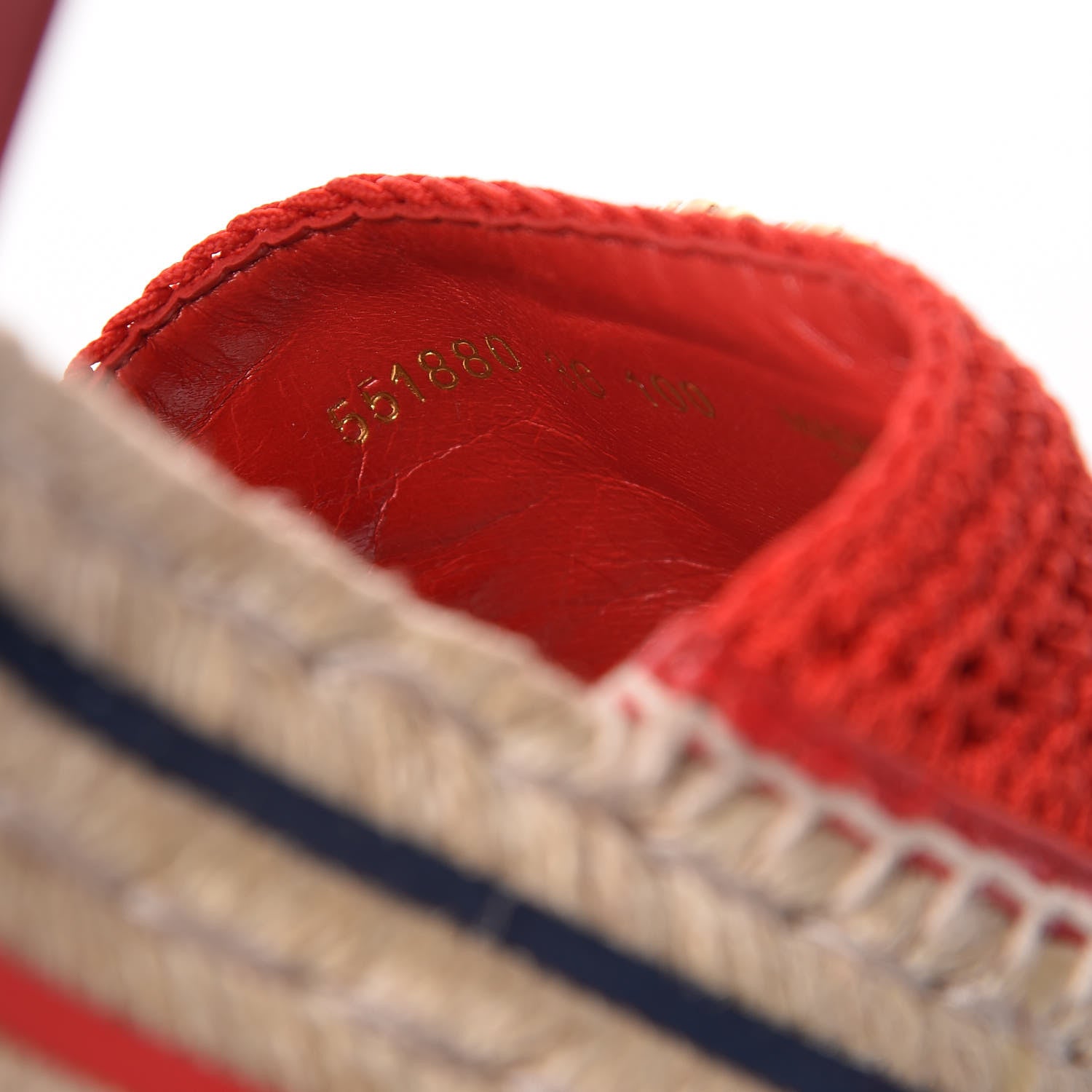 Gucci Cotton Malaga Kid Crochet Pearly GG Lilibeth Espadrille Platform Sandals 36 Hibiscus Red 9 of 13