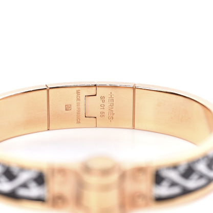 Hermes Enamel Printed Narrow Balades Equestres Positif Negatif Hinged Bracelet S Black 4 of 5