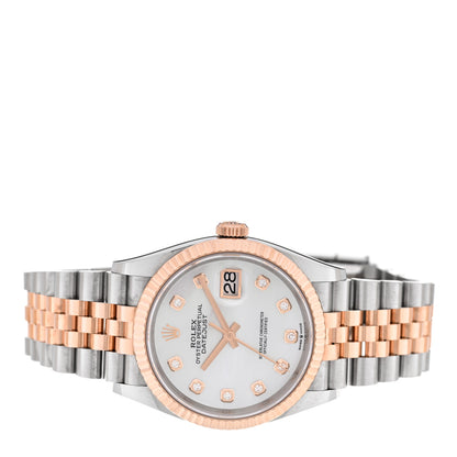 Rolex Stainless Steel 18K Everose Gold Diamond Mother of Pearl 36mm Oyster Perpetual Datejust Watch 126231 2 of 6