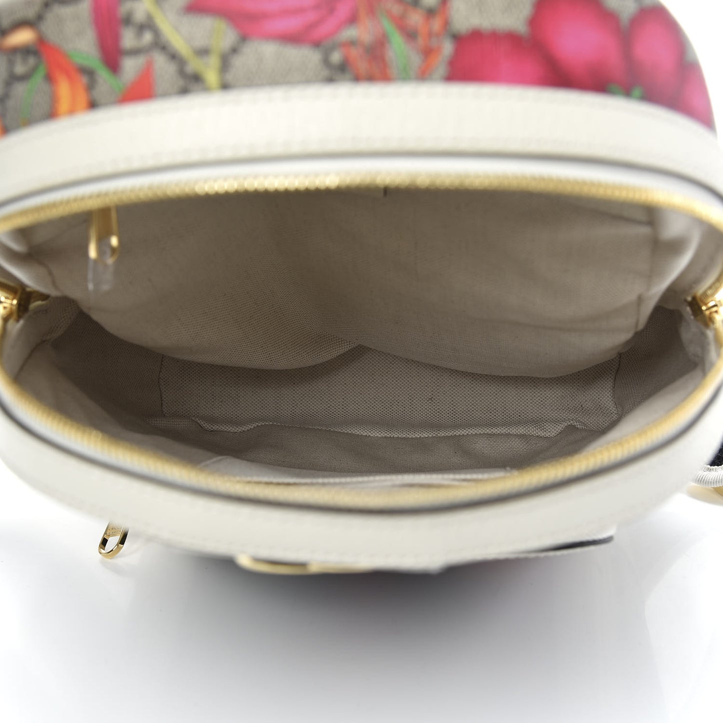 GG Supreme Monogram Flora Web Small Ophidia Day Backpack White