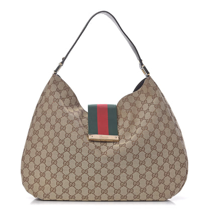 Gucci Monogram Large New Ladies Web Hobo Dark Brown 1 of 10