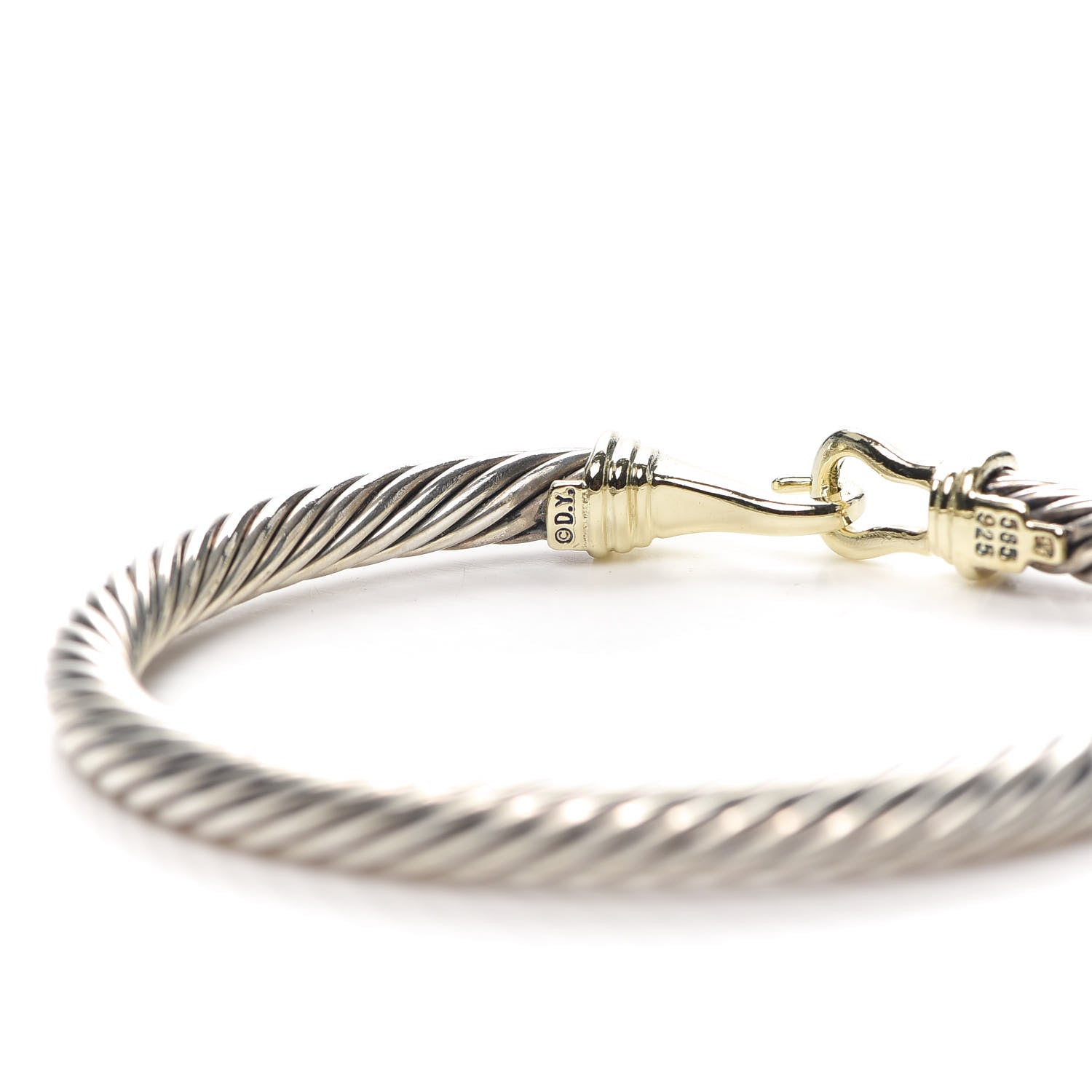 David Yurman Sterling Silver 14K Yellow Gold 5mm Cable Classic Buckle Bracelet 5 of 5