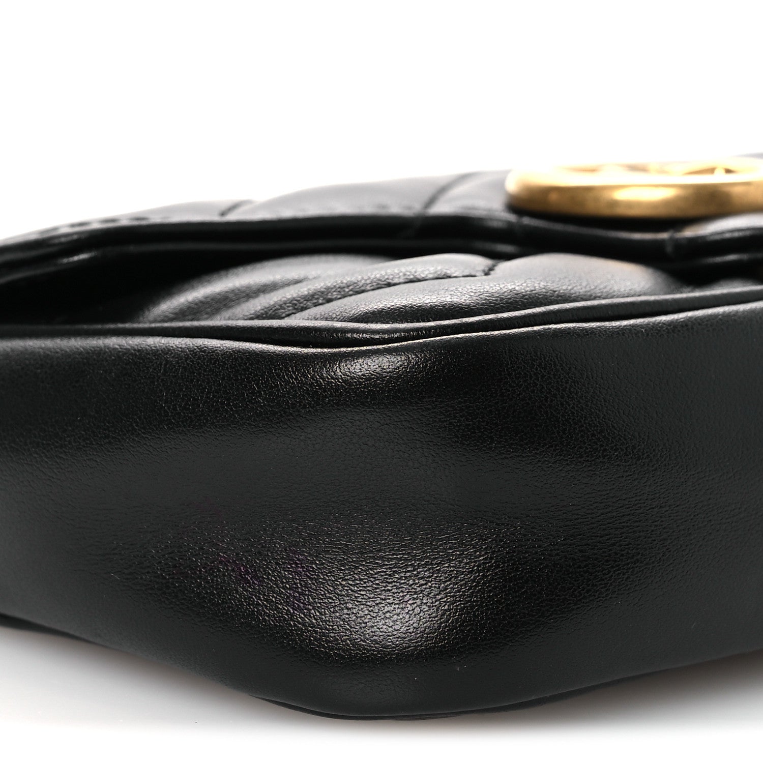 Gucci Calfskin Matelasse Super Mini GG Marmont Shoulder Bag Black 9 of 11