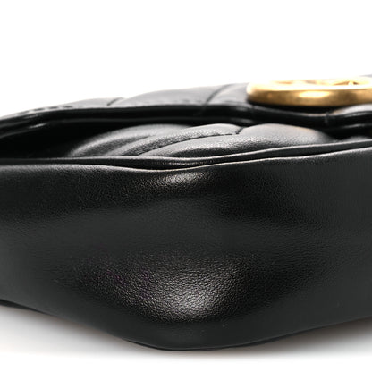 Gucci Calfskin Matelasse Super Mini GG Marmont Shoulder Bag Black 9 of 11