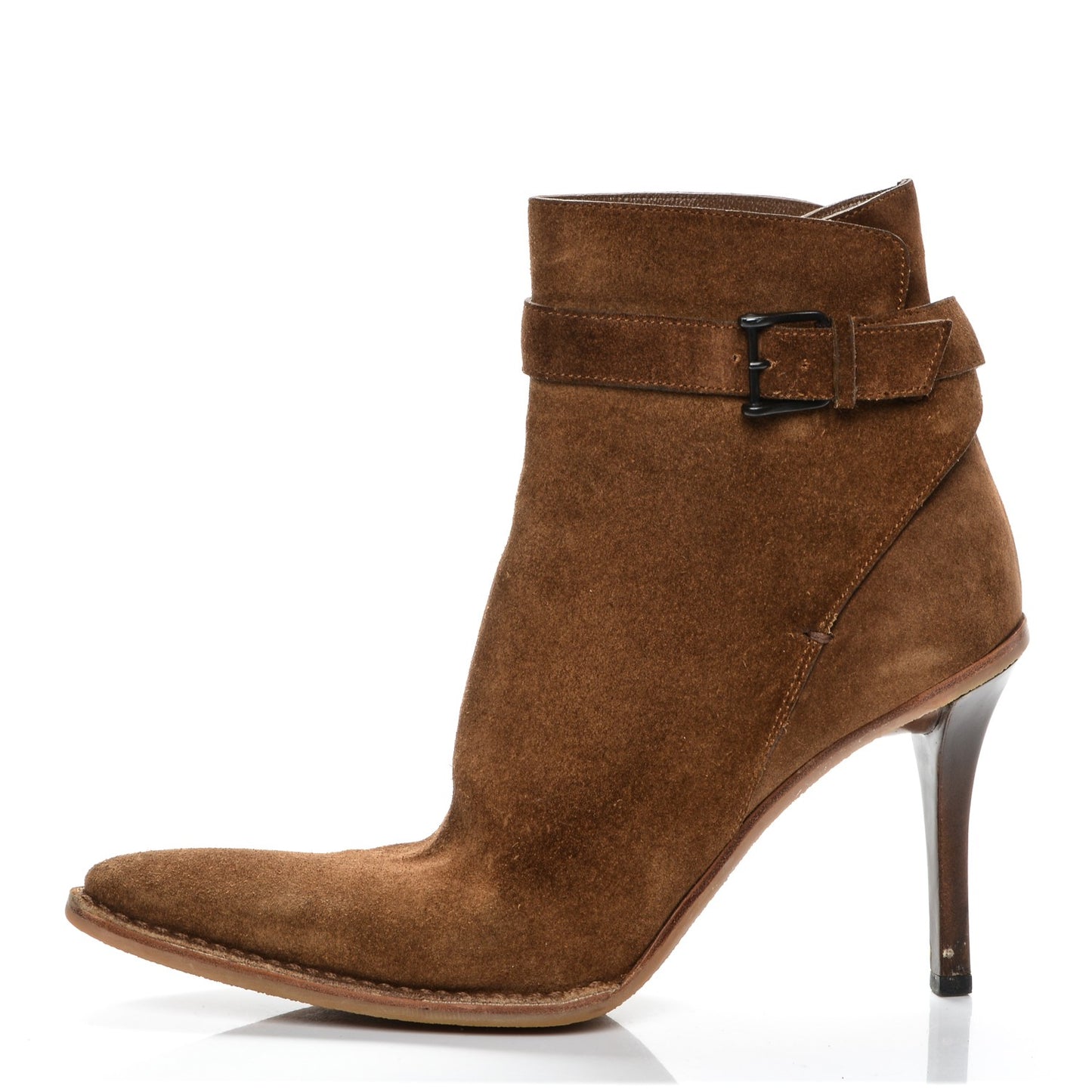 Suede Buckle Ankle Boots Boots 8 Brown