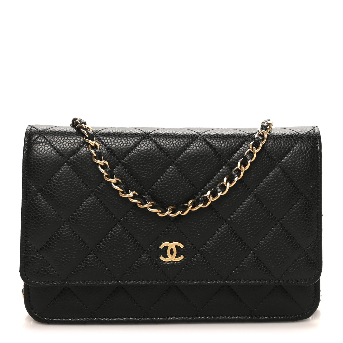 Caviar Quilted Wallet on Chain WOC Black