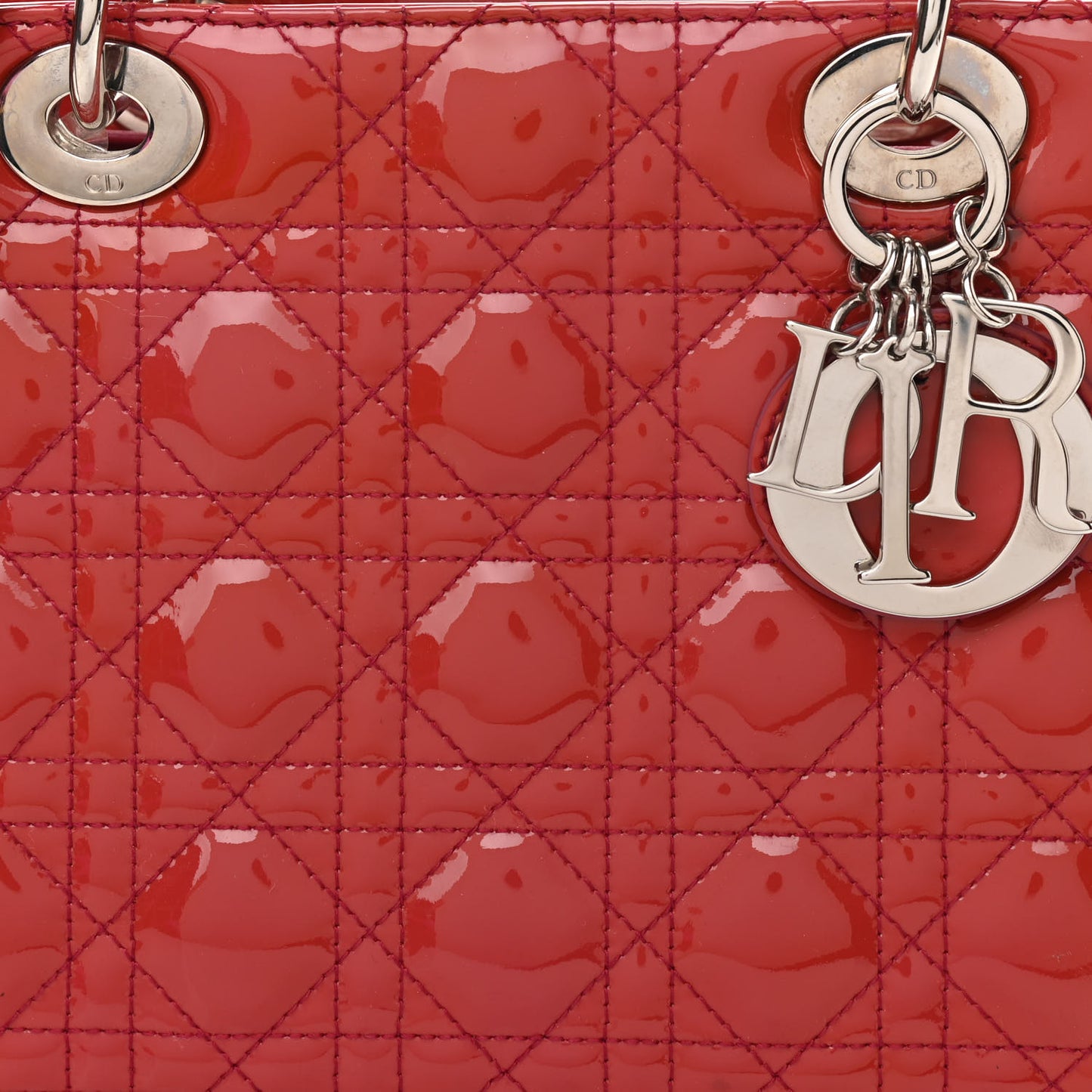 Patent Cannage Medium Lady Dior Red