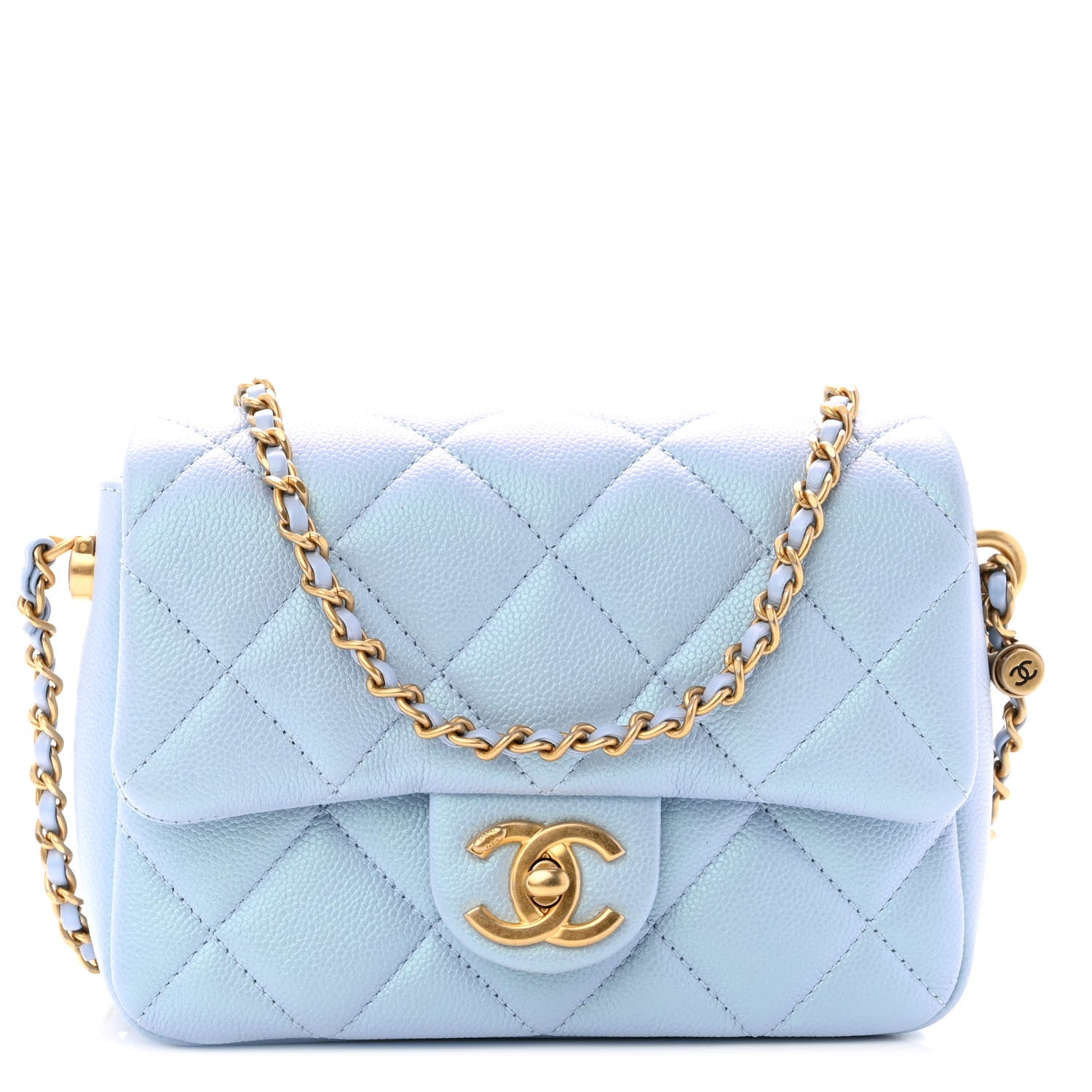 Chanel Iridescent Caviar Quilted Mini My Perfect Flap Light Blue 8 of 10