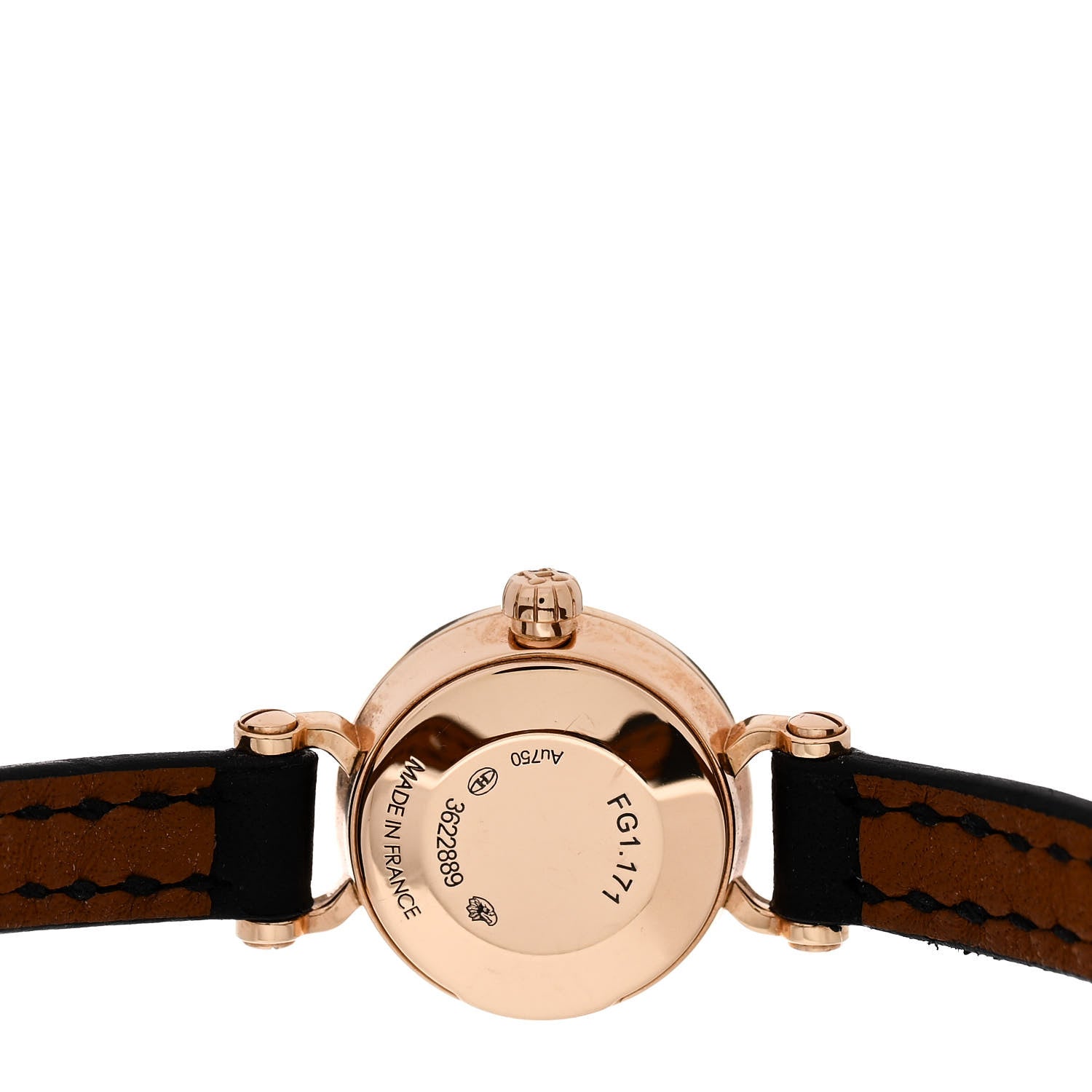 Hermes 18K Yellow Gold Barenia Diamond 16mm Faubourg Quartz Watch Noir 4 of 5