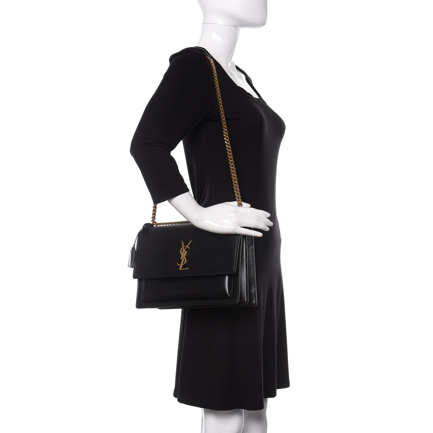 Saint Laurent Calfskin Large Monogram Sunset Black 3 of 11